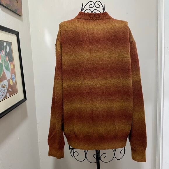 H & M Ombré Pullover Sweater Size Medium Brown Neutral Crew Neck Relaxed Fit - Picture 6 of 11